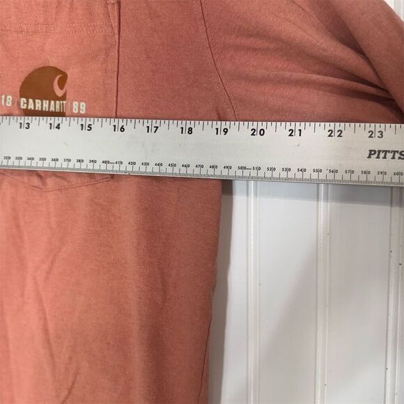 Carhartt Rust Orange Long Sleeve Graphic Tee M Workwear Streetwear Double Sided - Picture 3 of 8